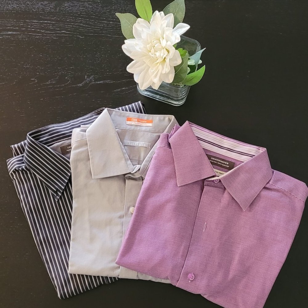 Set of 3 Long Sleeve, Button Down Dress Shirt